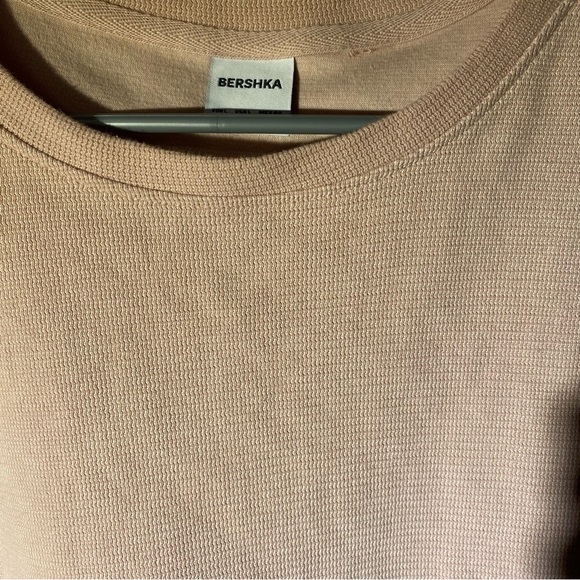 BERSHKA mens pink loose fit tshirt ribbed - Picture 9 of 9